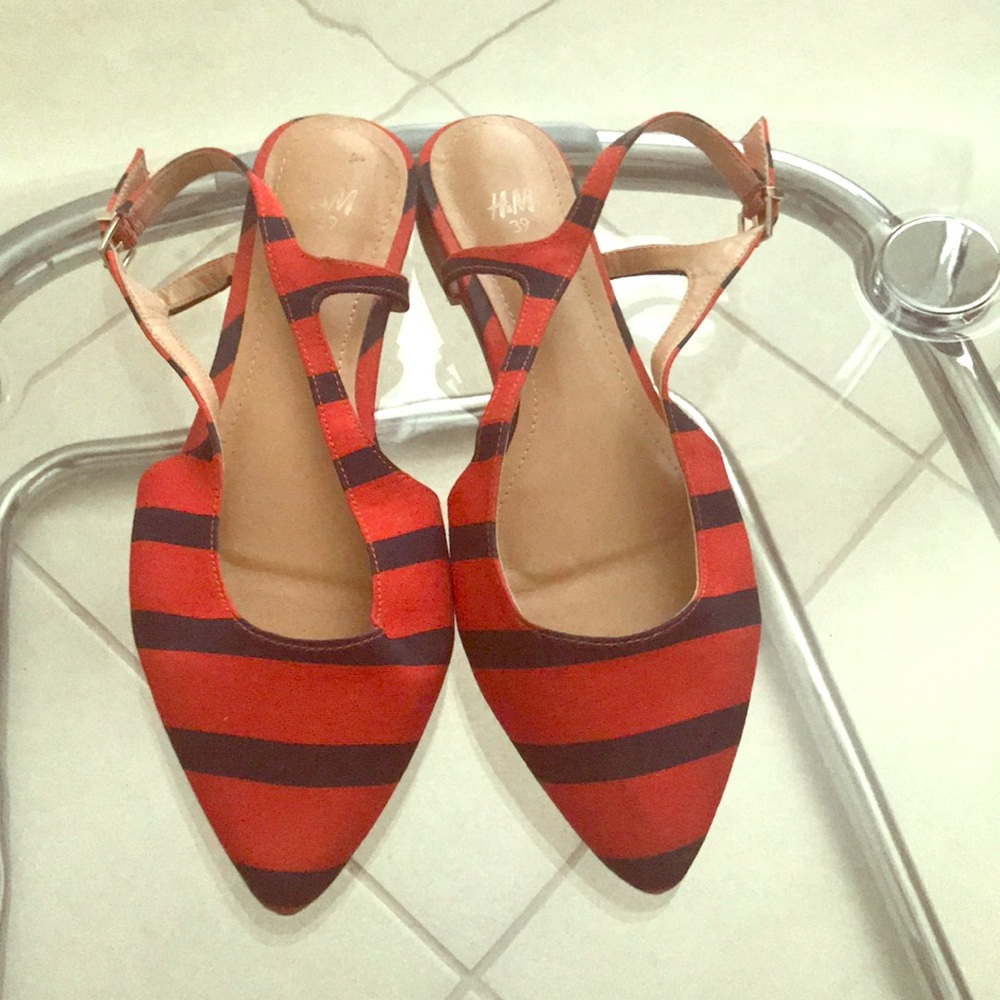 Size 9 HM shoes orange and navy super cute